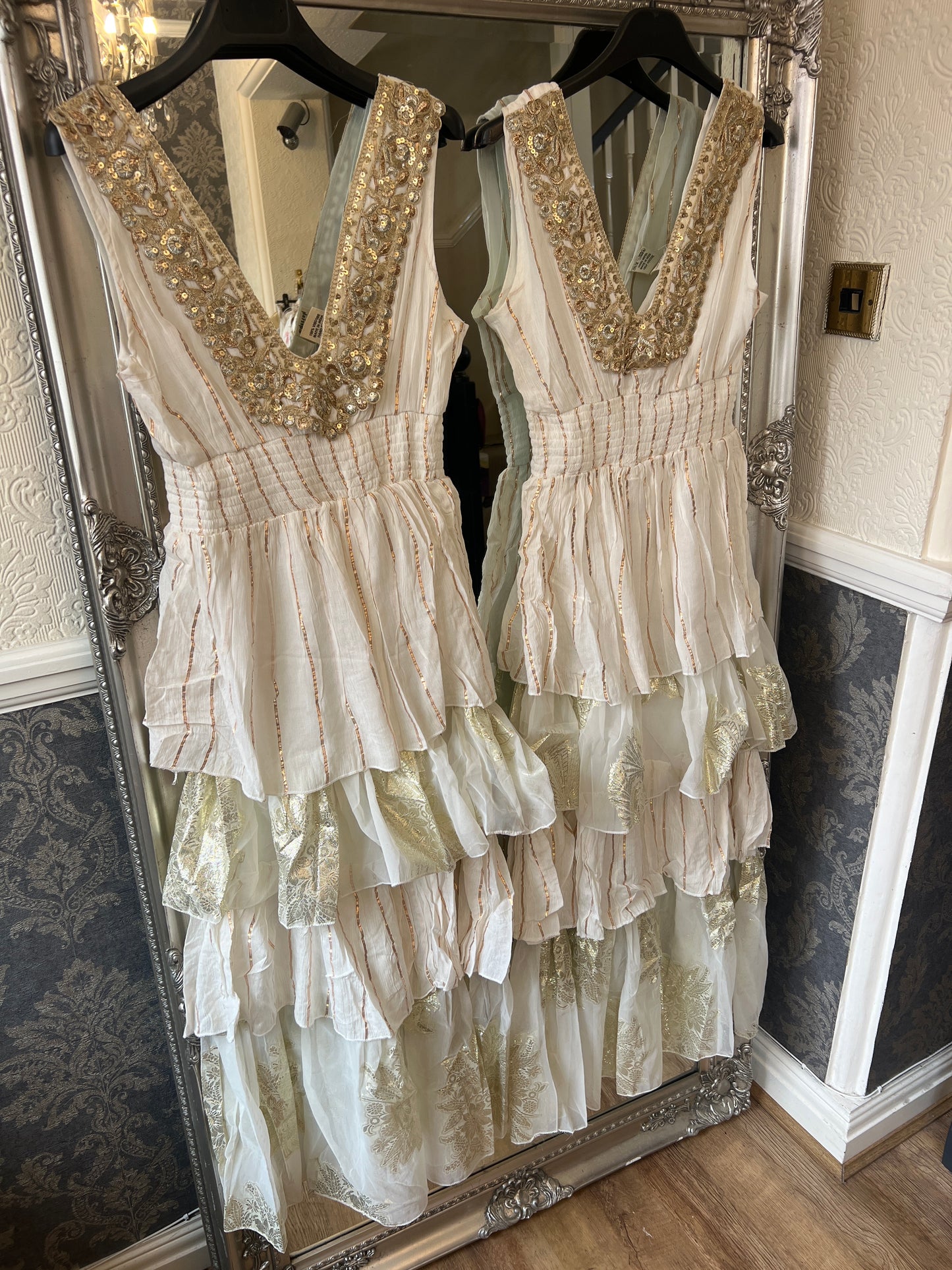 Barbie boho dress gold foil detail (Size 8-12)