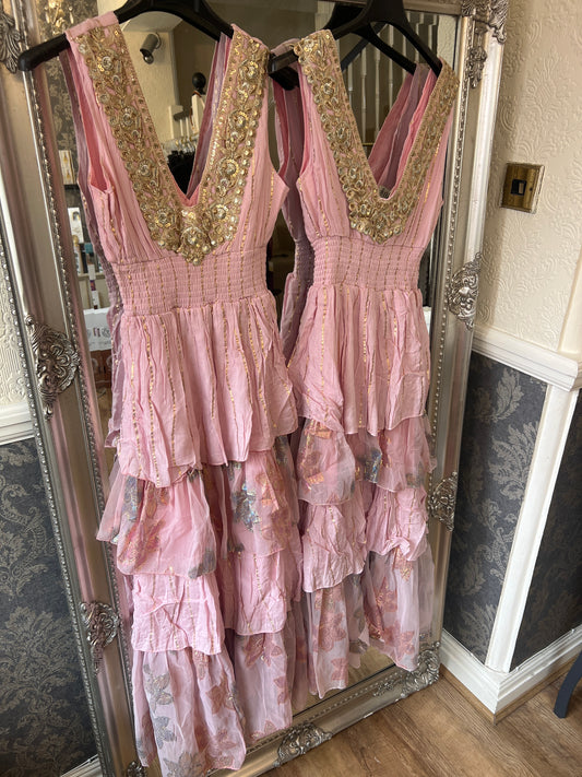 Barbie boho dress gold foil detail (Size 8-12)