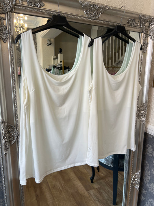 White plus size double layered vest