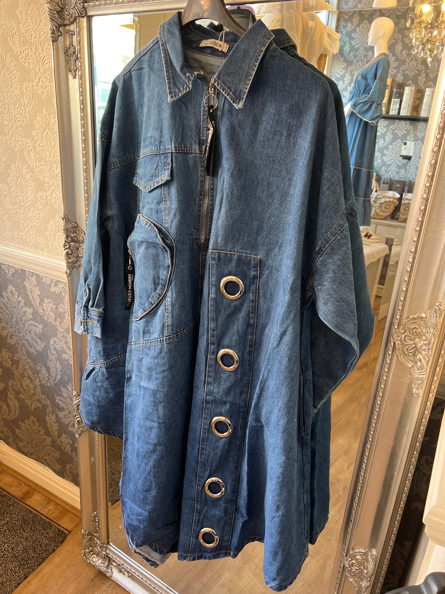 Denim silver disk jacket