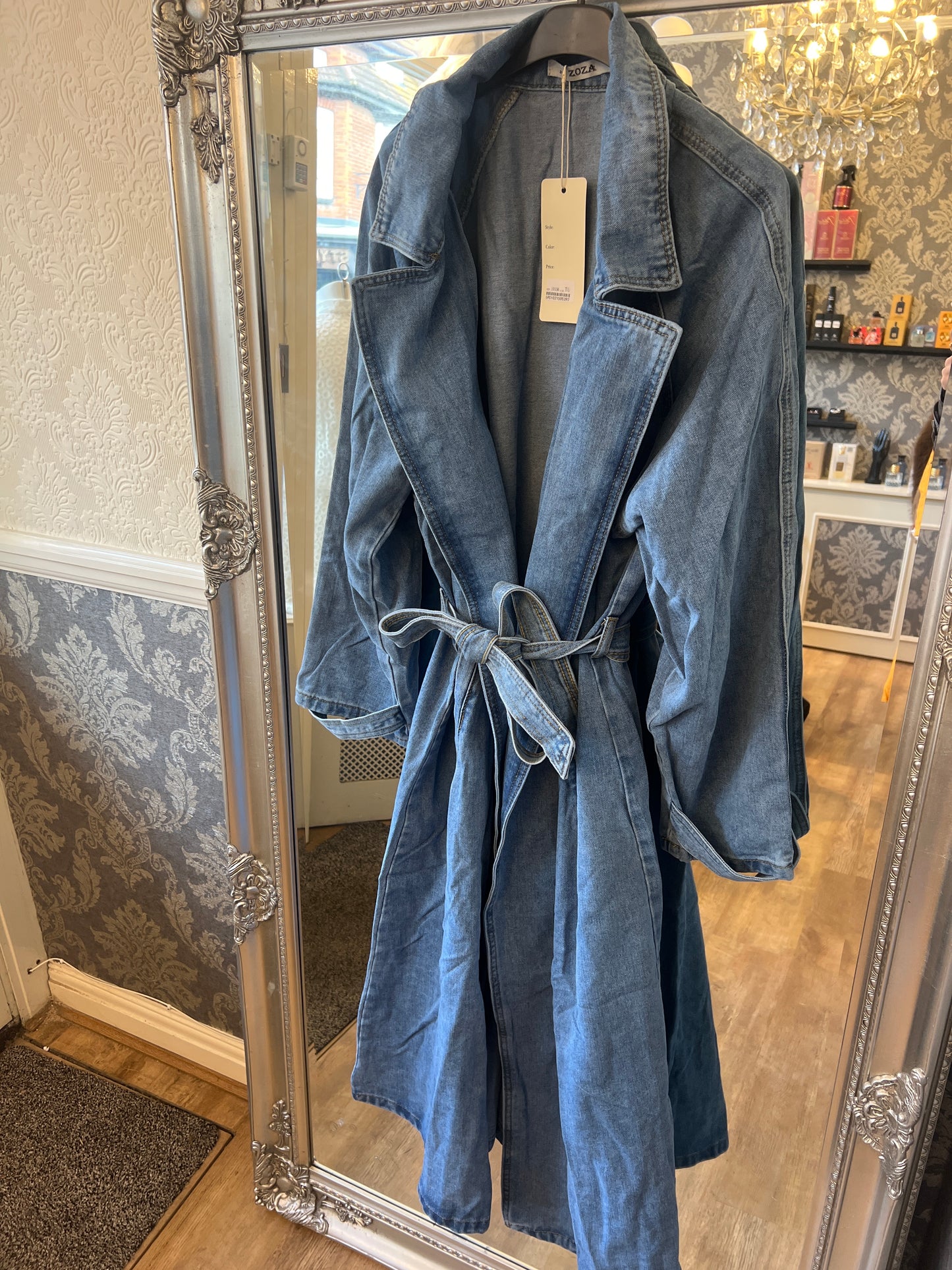 Denim trench coat