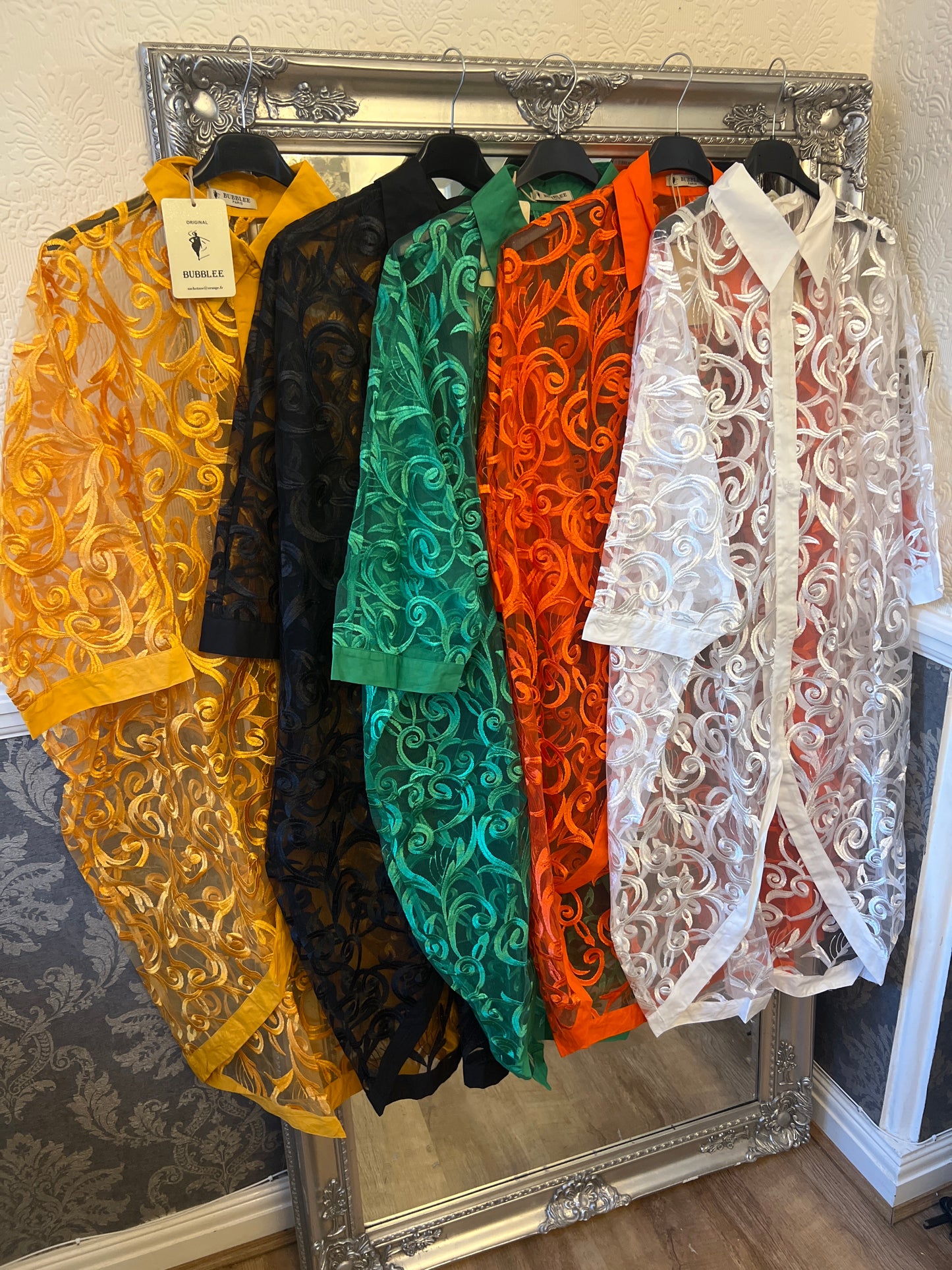Swirl button up sheer shirt/dress