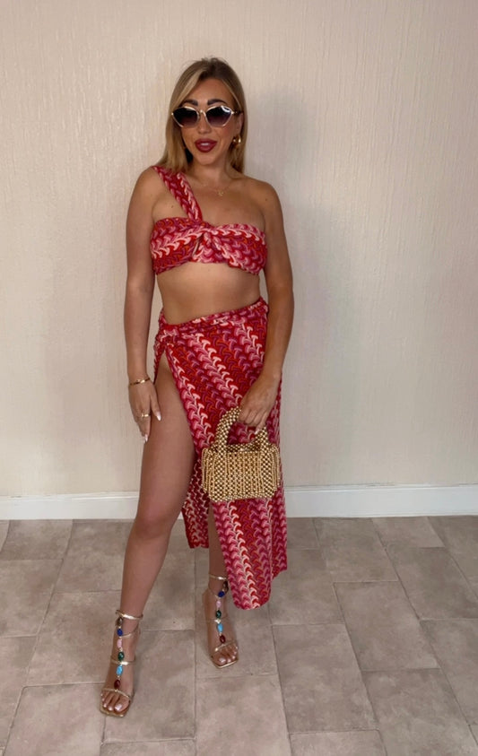 Crochet one shoulder Swist co ord