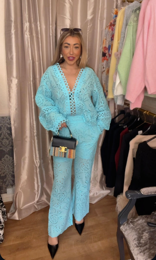 Blue crochet two-piece