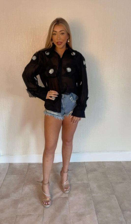 Sequin flower shirt