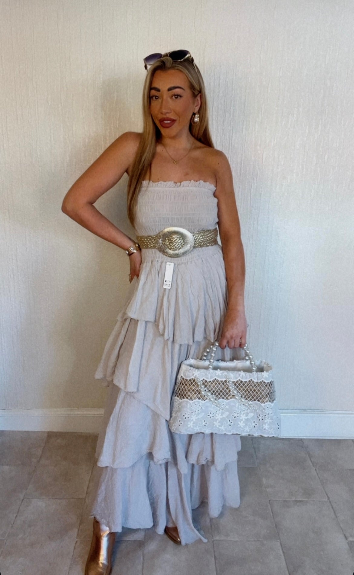 Long ruffle maxi dress