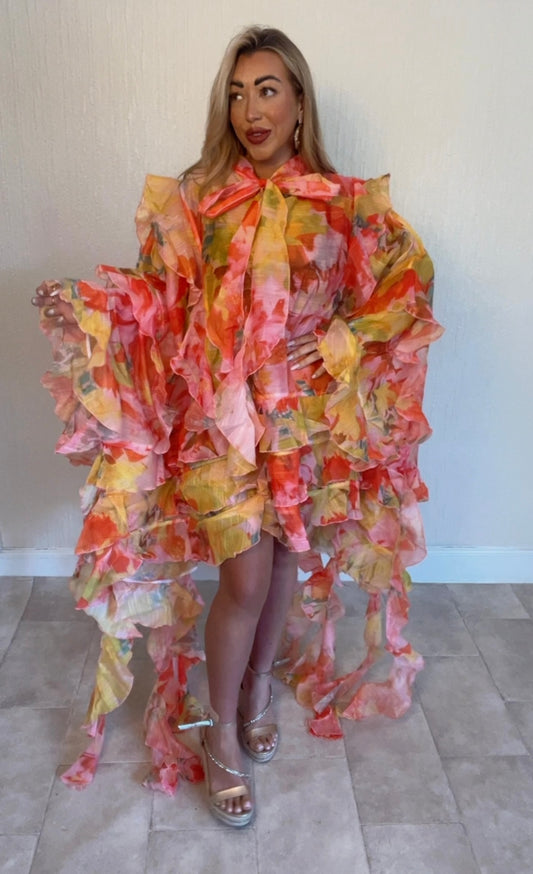 Lizzy floral frill dress