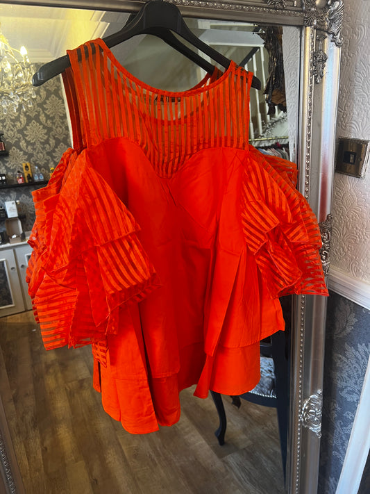 Cold shoulder ruffle top